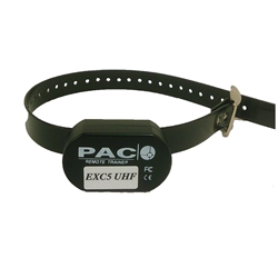 Black PAC EXC5 extra-large dog training collar with sturdy strap and electronic unit.