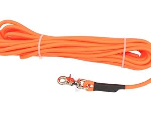 Small orange training lead for dogs, ideal for controlled recall and obedience training sessions.