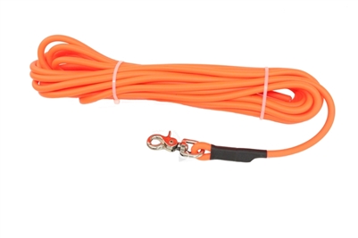 Small orange training lead for dogs, ideal for controlled recall and obedience training sessions.