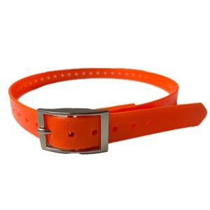 Orange rubber buckle strap for PAC Dog Training Collar units, adjustable to fit securely and comfortably.