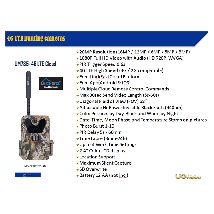 Wireless Trail Camera | UOVision UM785-4G LTE Cloud 20MP Full HD - Image 3